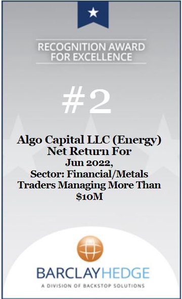 #2 · Algo Capital LLC (Energy) · Financial/Metals Traders Managing More Than $10M · June 2022 · Ranked by net return for the month